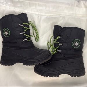 ADORA Baby Black Snow Boots with Green Accents